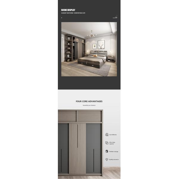 Melamine Board Custom Wood Furniture , Combination Sliding Door Wardrobe