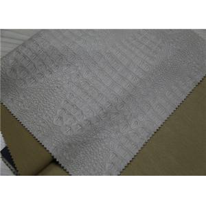 Durable Embossed Leather Fabric , Beige PU Coated Leather No Fading