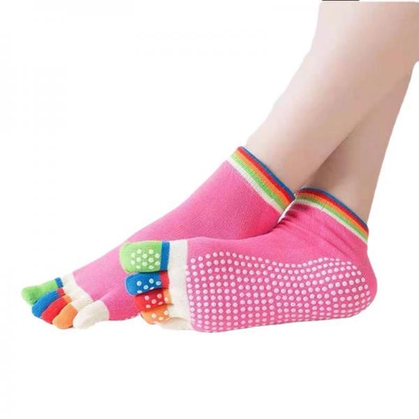 Grip Five Toe Cotton Yoga Plain Coloured Socks Non Slip