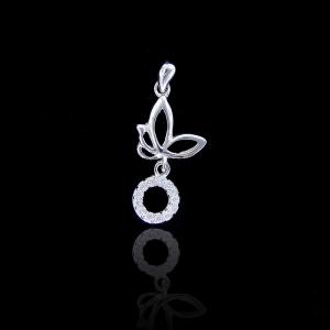 Motive Deer Design Silver Cubic Zirconia Pendant Jewellery Plating Rhodium