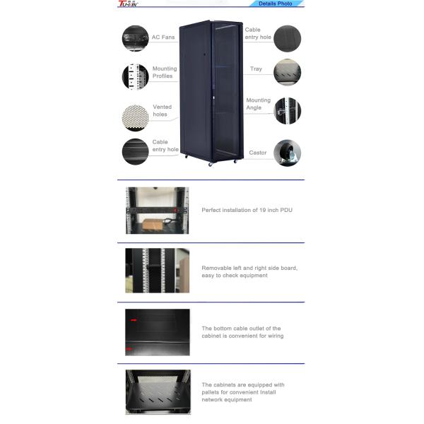 19 Inch 27U Mobile Server Rack 600 X 800mm Static Loading Capacity 500kg For Electric Industry