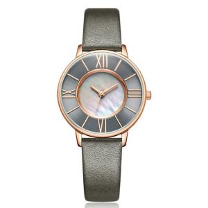 China Pin Buckle Women Quartz Wrist Watch Leather Strap Shell Dial on sale