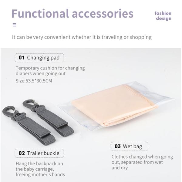 Multifunctional Mommy Diaper Bag Backpack With Trailer Buckle OEM ODM