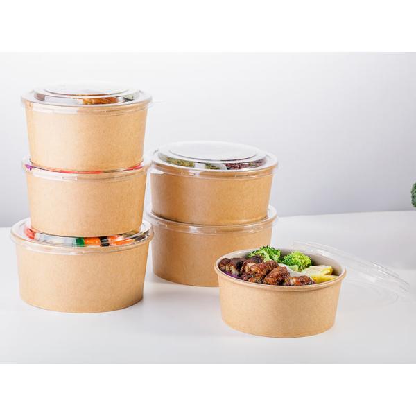 Buy Customized Round Kraft Paper Bowls With Lids , Environmentally - Friendly at wholesale prices