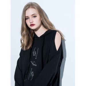 Clothing Fashion Women Cold Shoulder Hoodie Dress