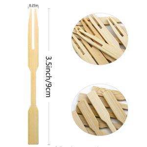 Customized Mini Biodegradable Bamboo Party Forks Disposable 9cm