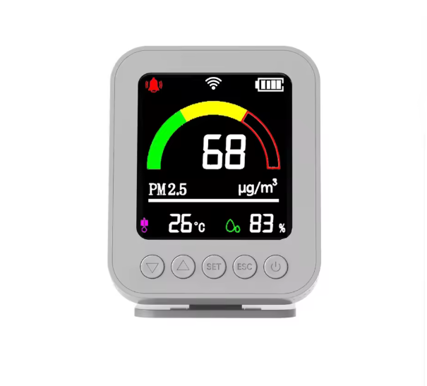 Tuya Smart WiFi Air Quality Monitor - Battery-Powered Real-Time Detector for PM2
