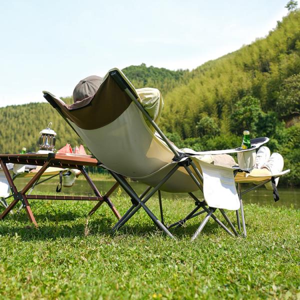 Outdoor Camping Portable Folding Beach Chair with Armrest and Removable Armrest Design