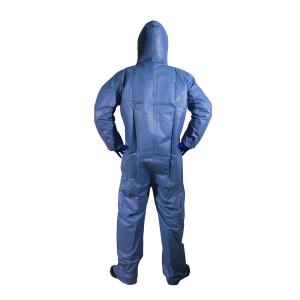 Quality Nonwoven Blue Disposable Medical Coveralls Painters Jumpsuit With Hood Zipper for sale