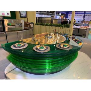 9 Seats Fan Shape Teppanyaki Grill Table with 20mm Thick Food-Grade Alloy Steel