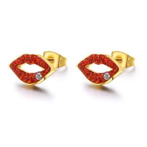 China Red Diamond Stainless Steel Earring Beautiful Lip Shape Earring Jewelry on sale