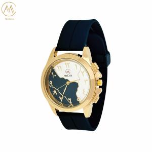 Quality Customizable Stylish Unique Black and White Dial Arabic Watches with Silicone Strap for sale