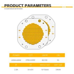 Dual CCT COB LED Chip High Power 60V Bi-Color 600W+600W 3000lm 1W 2700K/6500K