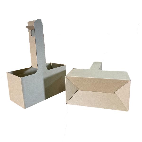 Goods in Stock Wholeasale Customized Printed Corrugated Paper 2 Coffee Cup Holder with Handle MOQ 100PCS