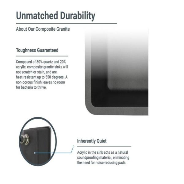 Dual Mount Black Single Bowl Composite Granite/Quartz Kitchen Sink