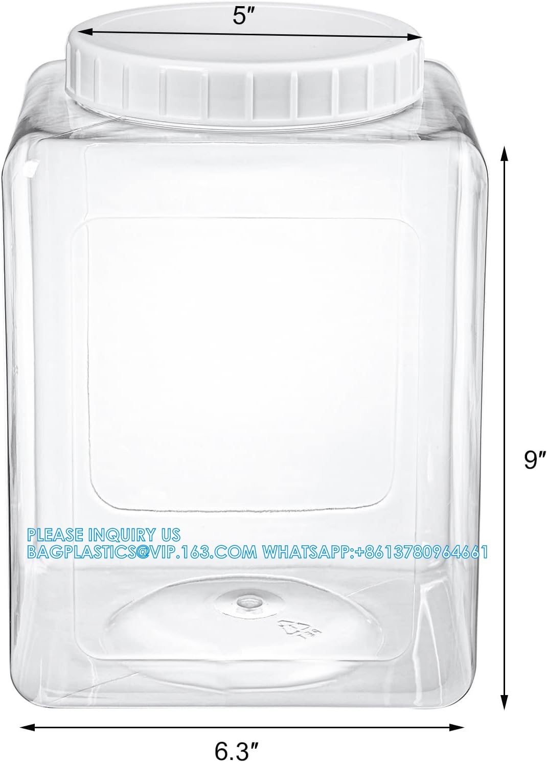 Plastic Jars, Plastic Gallon Containers With Lids, Large Square Plastic Food
