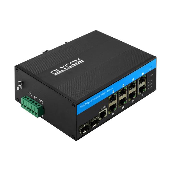 Buy 10 Port L2 Managed Fiber Switch Gigabit Rugged Ethernet VLAN RRPS Manageable CE at wholesale prices