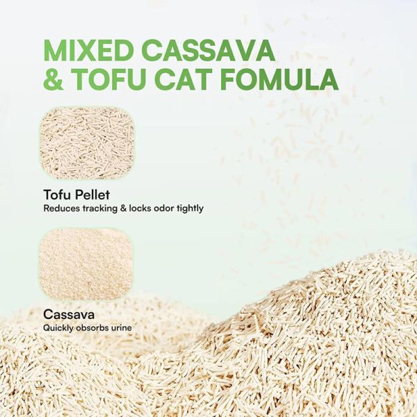 Pet Product Cat litter Manufacturer High Quality One Second Clumping Tofu Cassava Mixed Cat Litter