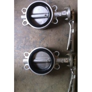 Quality 80mm PN16 PTFE Lined Wafer Handle Operated Centerline Butterfly Valves for sale