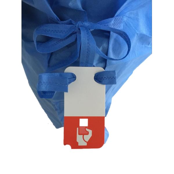 Disposable Reinforced Sterile nonwovent Surgical Gown with knif cuff ,tie waist .magic tape.with hang card
