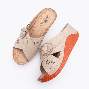 BS092 Summer 2021 New Style Sandals Women'S Retro Wedge Heel Car Stitching