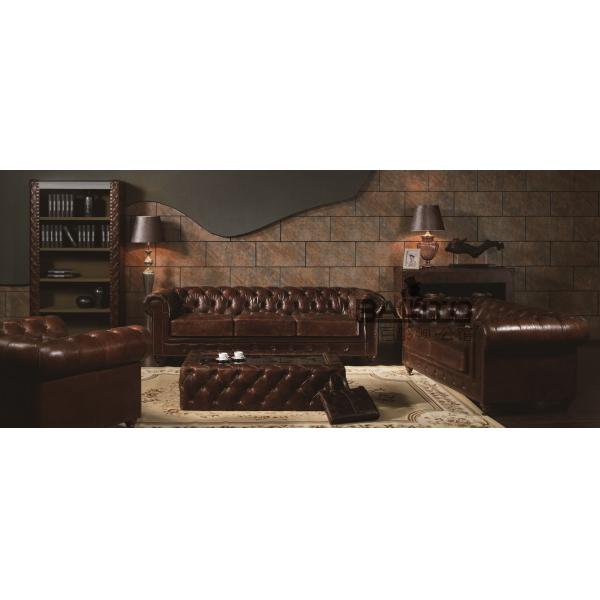 Buy luxury Antique French style leather sofa set furniture at wholesale prices