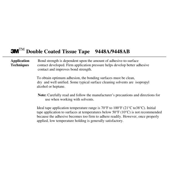 3M Medium UV Resistance Low VOC 9448A Tissue Tape
