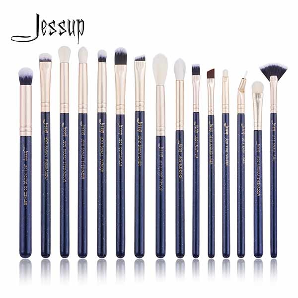 Buy 15pcs Prussian Blue Fiber Makeup Brush Jessup Eye Brush Set at wholesale prices