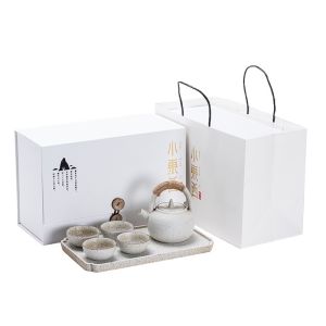 Quality Japanese Porcelain Kung Fu Tea Set Modern Fashionable Loop-Handled Teapot with Gift Box for sale