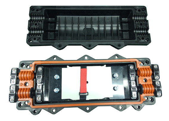 PC ABS Fiber Optic Splice Closure Outdoor Fiber Enclosure Box 2 In Ports 2 Out Ports