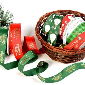 Multi Widths Gold Foil Gift Package Party Decoration Grosgrain Christmas Ribbon