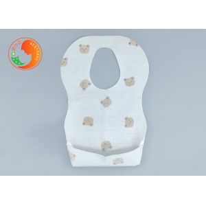 Toddlers Feeding Custom Printed Disposable Bibs With Catch Pocket Tear Resistant