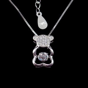 Quality Cute Panda Shape Jewelry Sterling Silver Cz Stone Children's Day Gift Necklace for sale