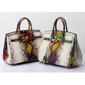 Platinum Sloping Across Single Shoulder Bag Snake Pattern Cow Leather