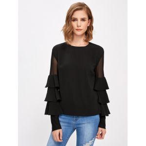 Guangzhou Clothing Factory Office Bell Sleeve Lady Blouse