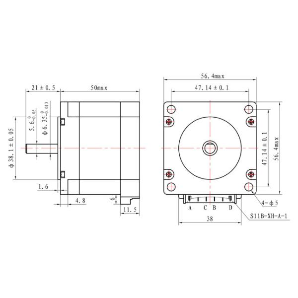1.8° Hybrid NEMA 23 Stepper Motor 1.01N.m 2.8A For Medical Devices