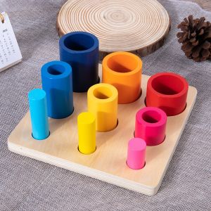 Wooden Early Education Thinking Round Block Develop Children Intelligence Baby