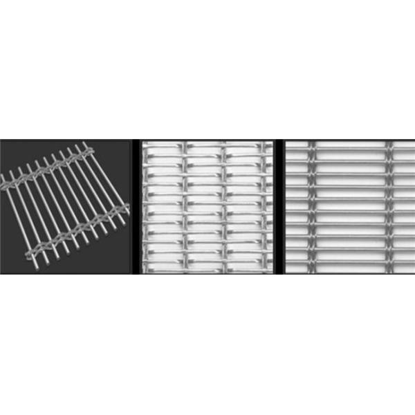 Rod Woven Decorative Metal Mesh , Building Decorative Wire Mesh Cladding