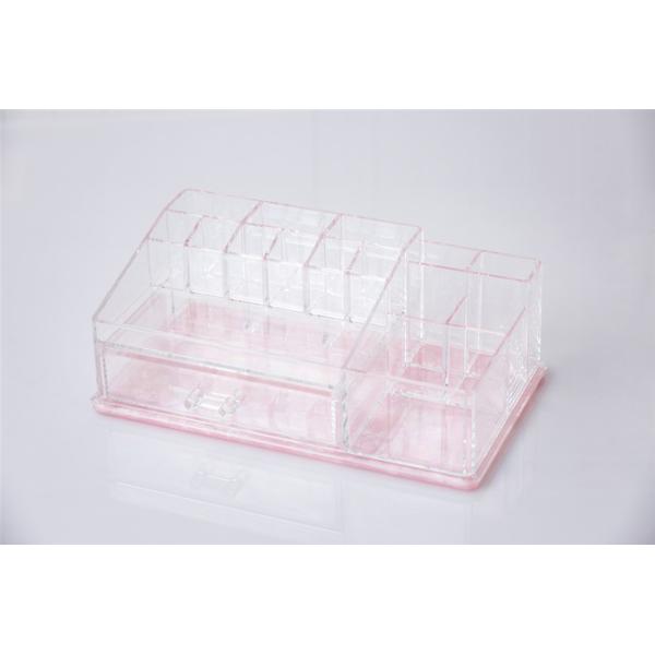 Buy Pink Glitter Bottom Clear Plastic Makeup Organizer at wholesale prices