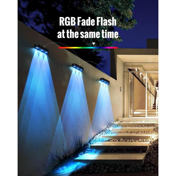 Solar Fence Light RGB LED IP65 Waterproof Outdoor Garden Light