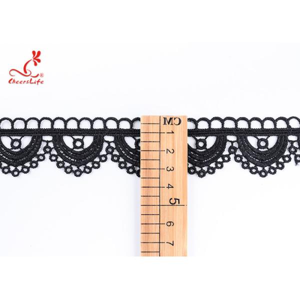 Durable Quality 4 Cm Popular Milk Yarn Voile Embroidered Embroidery Hollow Out Black Lace for Casual Dress