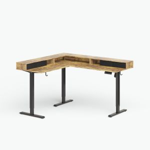 Rustic Brown Electric Standing Desk With Storage Single Motor With 2 Stages 80KG