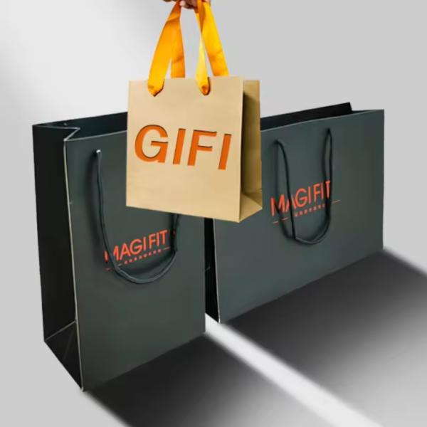 Paper Bag Custom Printed Logo Luxury Clothing Shopping Paper Bags Boutique Recyclable Gift Bag With Ribbon Rope
