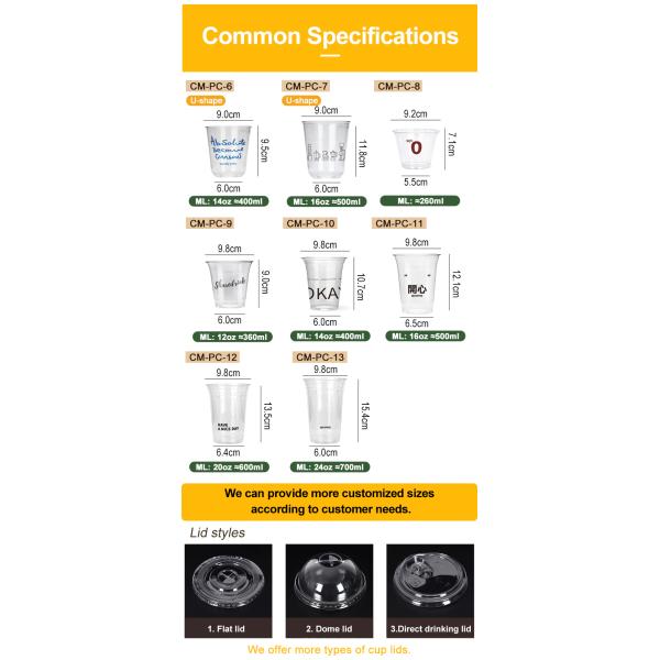 Custom Printed Bio 100% Compostable PLA Transparent Cup Disposable Smoothie Beverage Ice Coffee Cold Drink To Go Plastic Cup