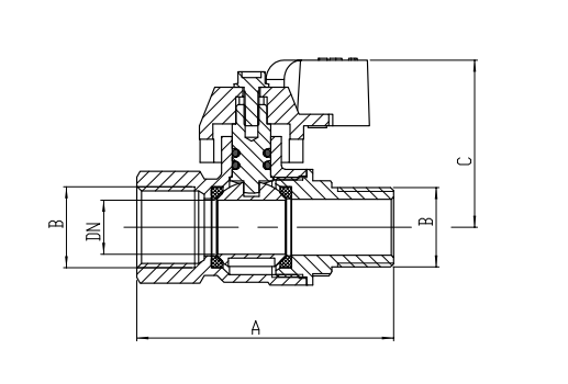 DZR 1/2" To 1" Female X Female 25 Bar Brass Ball Valve Long Thread With T Handle