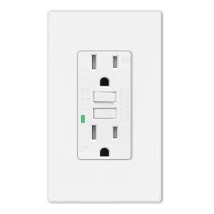 15A 125V 60Hz GFCI Power Outlet Safe Socket Wall Mounted Self grounding