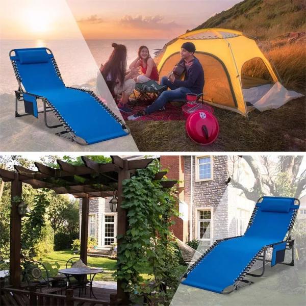 Outdoor Patio Garden Beach Portable Camping Sun Lounger Chair with Lightweight Design