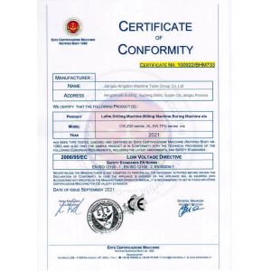 Jiangsu Kingston Machine Tools Group Co., Ltd. Certifications