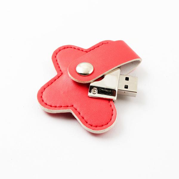 Flower Shaped Leather USB Flash Drives 32GB 256GB Embossing Logo