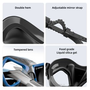 Applicable People Adults Silicone Diving Mask Kit with Freediving Goggles